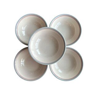 Pfaltzgraff Village Pink & Blue Rim 6” Cereal Bowls - Set of 5
